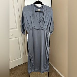 Silver slide slit dress